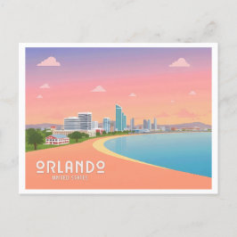 Cartão Postal Orlando Costa da Flórida Paisagem Urbana Pastel Vi