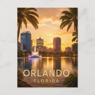 Cartão Postal Orlando Flórida Golden Sunset Paisagem Urbana Viag