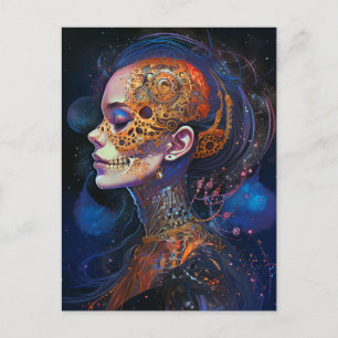 Cartão Postal Ornamentado Skull Woman Surreal Art