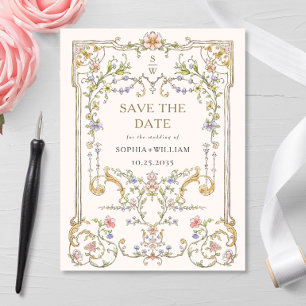 Cartão Postal Ornamentado vitoriano Grace Casamento Salvar a Dat