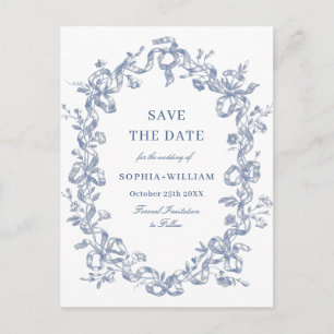 Cartão Postal Ornamentado vitoriano Grace Floral Blue Salve a da