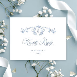 Cartão Postal Ornamentado vitoriano Grace Floral Blue Wedal RSVP