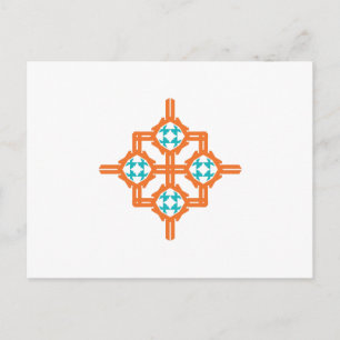Cartão Postal Ornamento azul laranja