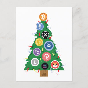 Cartão Postal Ornamento Criptomoeda de Árvore de Natal Crypto