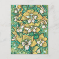 Orquídea Amarela Flores Tropicais Pintura Floral