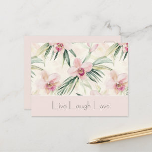 Cartão Postal Orquídea Flores Amor Rosa Beijo Verde