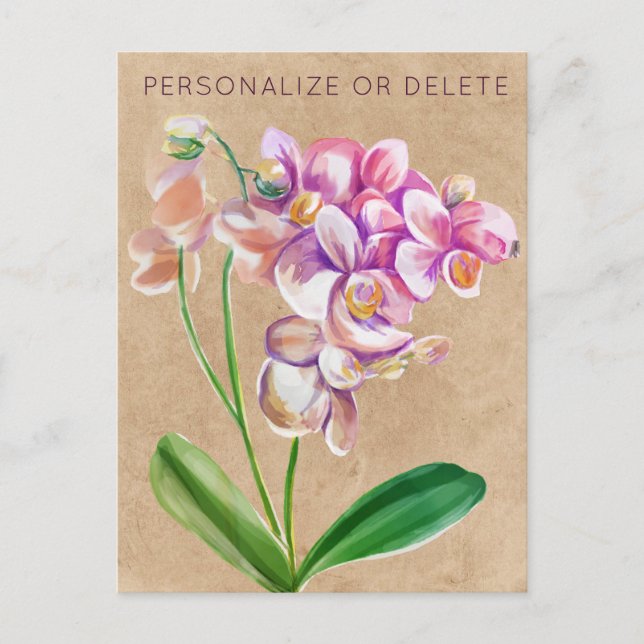 Cartão Postal Orquídea-Forma Orquídea-Roxo Personalizada (Frente)