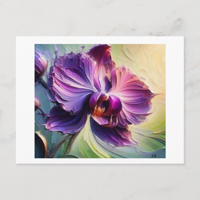 Cartão Postal Orquídea Roxa no Bloom #2, (Frente)