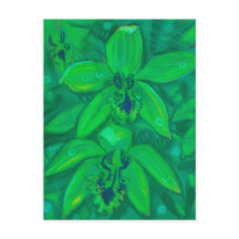 Orquídea Verde, Pintagem Floral de Flores Tropicai