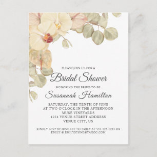 Cartão Postal Orquídeas Neutras e Chá de panela Eucalyptus