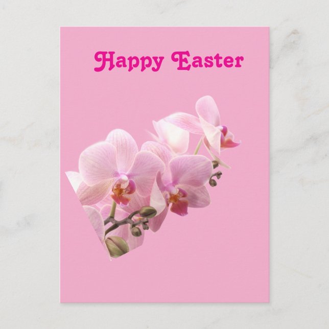 Cartão Postal Orquídeas Rosa “Feliz Páscoa” (Frente)