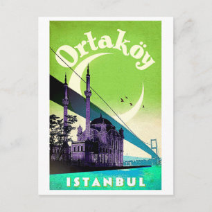 Cartão Postal Ortakoy, Bosphorus, ponte, Istambul, Turquia