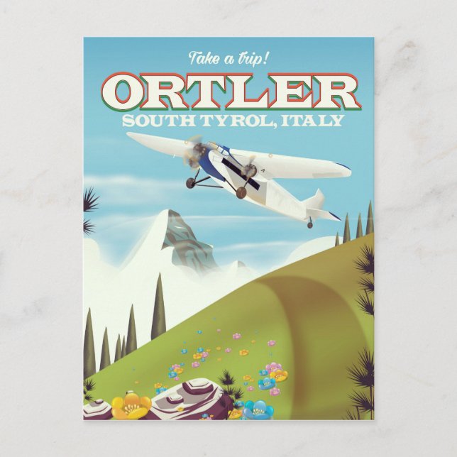 Cartão Postal Ortler - Tirol do Sul, Itália poster de viagens (Frente)