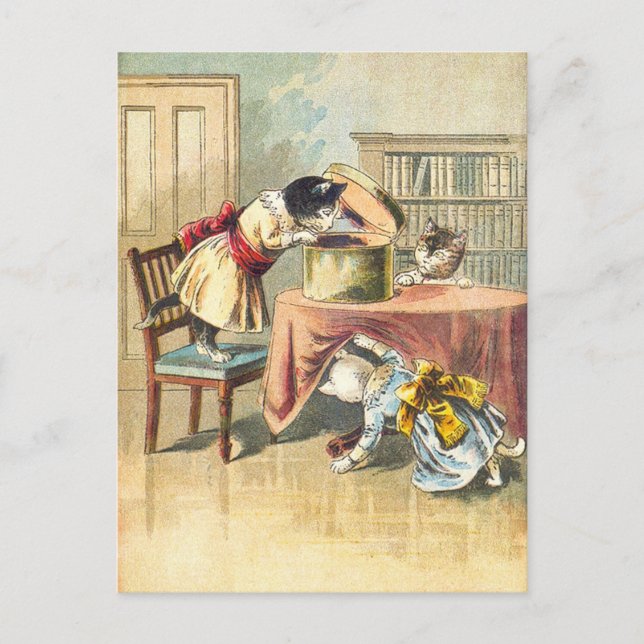 Cartão Postal Os 3 Gatinhos: Procurando as Luvas (Frente)