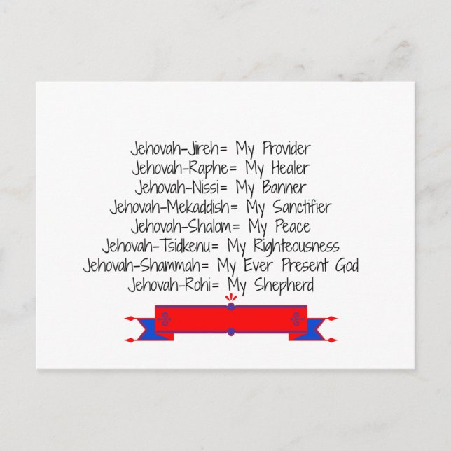 Cartão Postal Os 8 Nomes de Deus (Frente)