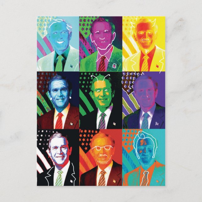 Cartão Postal Os 9 Rostos do Bush Postcard (Frente)