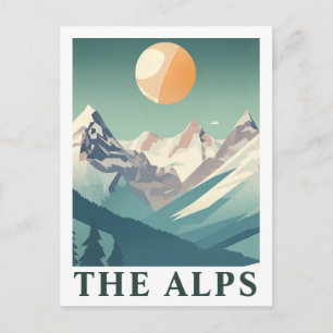 Cartão Postal Os Alpes Sol Geométrico Montanha Europeia de Esqui