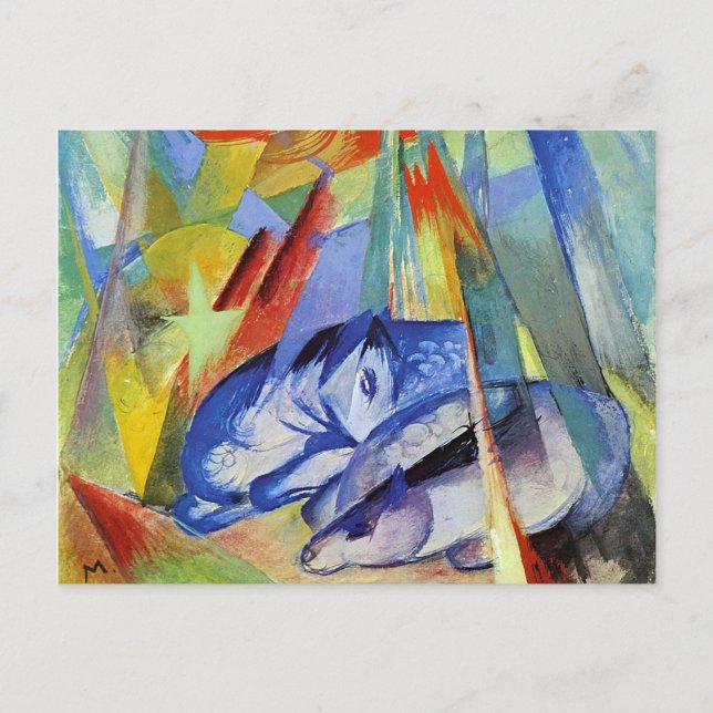 Cartão Postal Os animais-cama de Franz Marc (Frente)