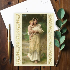 Cartão Postal Os borregos de William Bouguereau
