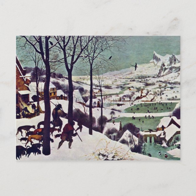 Cartão Postal Os caçadores na neve, por Bruegel D. Ä. Pieter (Frente)