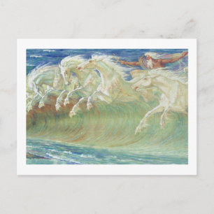 CARTÃO POSTAL OS CAVALOS DO REI NEPTUNE CORREM AS ONDAS