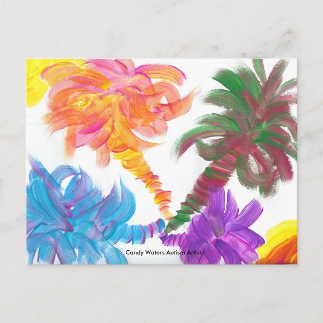 Cartão Postal Os doces molham o artista do autismo (Frente)