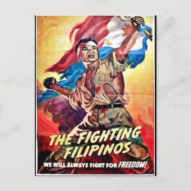 Cartão Postal Os filipinos combatentes (Frente)