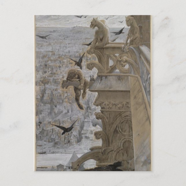 Cartão Postal Os Gargoyles em Notre-Dame de Paris (Frente)