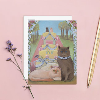 Cartão Postal Os Gatos do Casamento Personalizam Iniciais