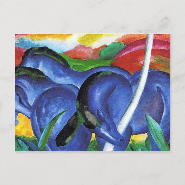 Cartão Postal Os grandes cavalos azuis de Franz Marc (Frente)