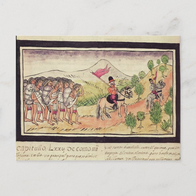 Cartão Postal Os índios Totonac Ajudando os Conquistadores (Frente)