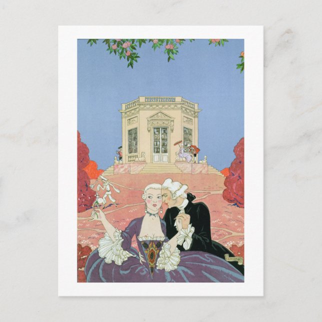 Cartão Postal Os Indolentes, ilustração de 'Fetes Galantes' (Frente)