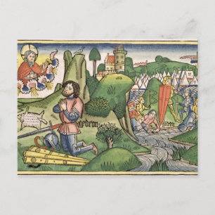 Cartão Postal Os juízes 6 36, Gideon, retiram o velo, do
