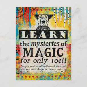 Cartão Postal Os Mistérios da Magia - Divertido Anúncio Antigo