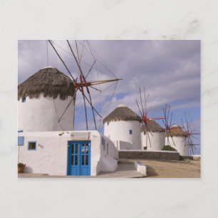Cartão Postal Os moinhos de vento de Mykonos nas Ilhas Gregas