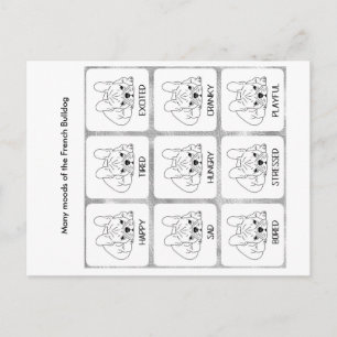 Cartão Postal Os muitos sentimentos de um Bulldog Francês