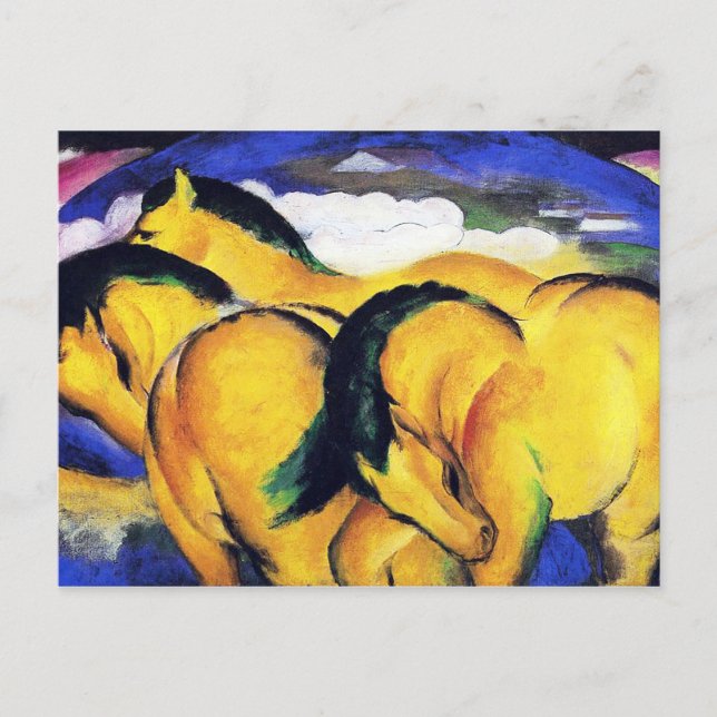 Cartão Postal Os pequenos cavalos amarelos de Franz Marc (Frente)