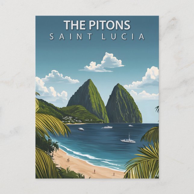 Cartão Postal Os Pitons Saint Lucia Viagem Vintage (Frente)