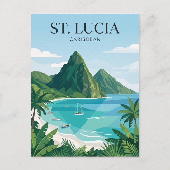 Cartão Postal Os Pitons São Lúcia (Frente)