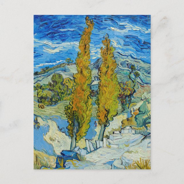 Cartão Postal Os Poplars em Santo-Rémy, 1889 Vincent Van Gogh (Frente)