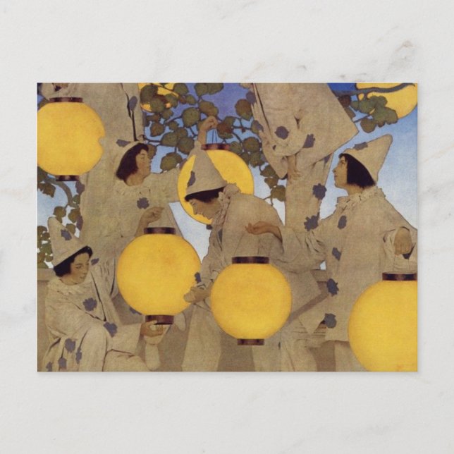 Cartão Postal Os Portadores de Lanterna - Maxfield Parrish (Frente)