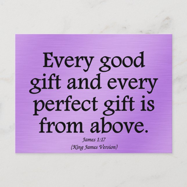 Cartão Postal Os presentes de Deus são bons e perfeitos James 1: (Frente)