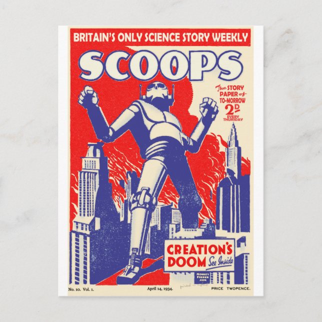 Cartão Postal Os Robôs Britânicos Estão vindo! (Frente)