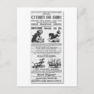 Cartão Postal Os seis de O'Brian mostram o anúncio do circo