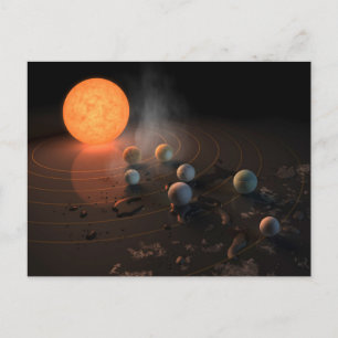 Cartão Postal Os Sete Planetas do Trappist-1 em Órbita ao Redor 