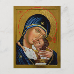 Cartão Postal Os Theotokos e a Criança Cristo Cristã Ortodoxa