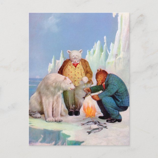 Cartão Postal Os ursos de Roosevelt vão pescar em Alaska (Frente)