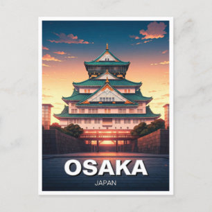 Cartão Postal Osaka Castle Japan sunset Viagem