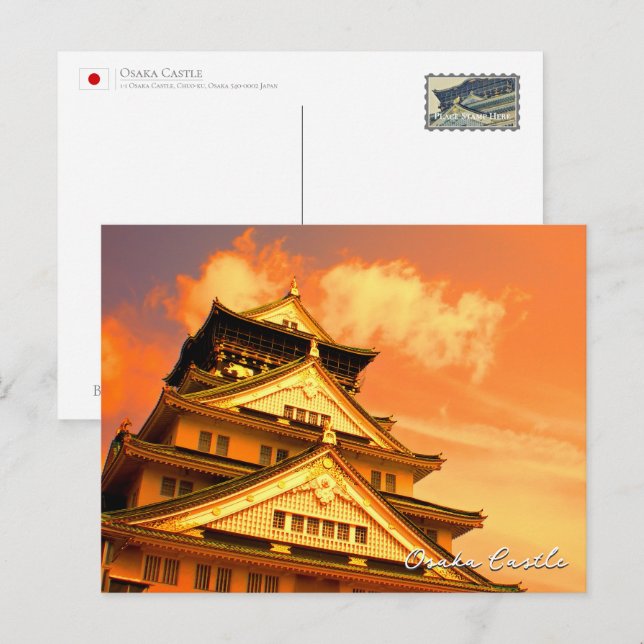 Cartão Postal Osaka Castle (Sunset ver.) ポストカード (Frente/Verso)