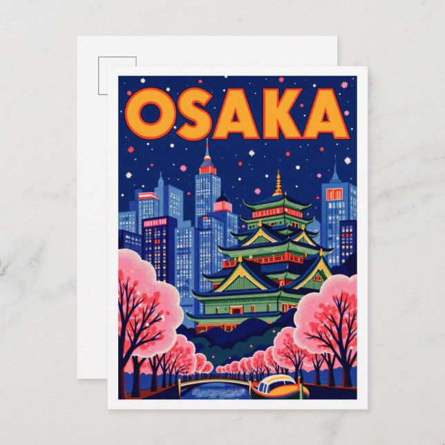 Cartão Postal Osaka Japan Art Vintage - Viagem (Frente/Verso)